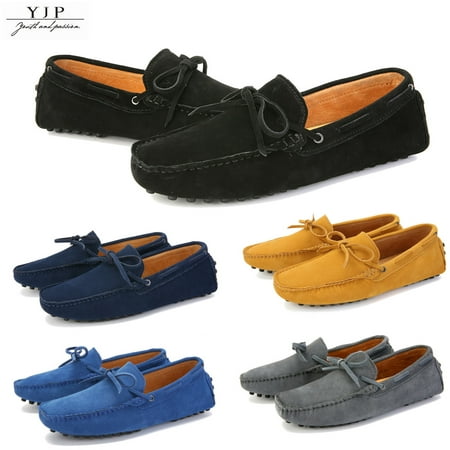 YJP Men's Loafers Soft Suede Leather Penny Flats Casual