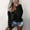 Black, variant on The HOMBOM Womens Sweater,Women's Casual Solid Off Shoulder Pullover V-Neck Blouse Long Sleeve Tops Sweater