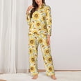 thumbnail image 2 of Lsque Watercolor With Sunflowers Pattern Long Sleeve Pajama Set for Women - Soft 2-Piece Sleepwear and Loungewear Set with Pockets, Comfy Nightwear-Large, 2 of 7