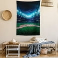 thumbnail image 2 of Baseball Tapestry, Professional Baseball Field at Night Vibrant Playground Stadium League Theme Print, Wall Hanging for Bedroom Living Room Dorm Decor, 60W X 80L Inches, Green Blue, by Ambesonne, 2 of 5