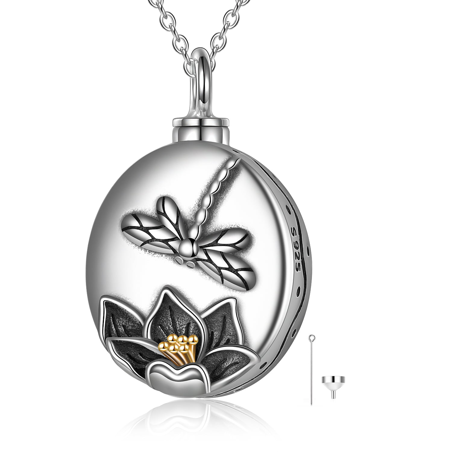 ONEFINITY Urn Necklaces for Ashes Sterling Silver Dragonfly Lotus Female Jewelry for Women