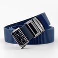 thumbnail image 2 of Jessboyy Men's Canvas Woven Belt No Hole Automatic Buckle Ratchet Belts Work Casual Outdoor Hiking Adjustable Web Belt Blue,Free Size, 2 of 7