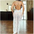 thumbnail image 4 of Tnhcen Women's Bodycon Halter Nightgown, Long Lace Trim Satin Slip Dress Lingerie Chemise, Sleeveless Deep V-Neck Sleepwear, Nylon Spandex Matte, S-2XL, 4 of 5