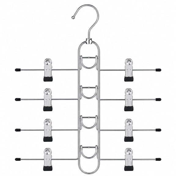 Pants Hangers With Clips, Newly Upgraded Space Saving Hangers for Skirts, Shorts & Trousers with Non slip clip, Heavy Duty Skirt Hangers - Hanging Closet Organizer And Storage