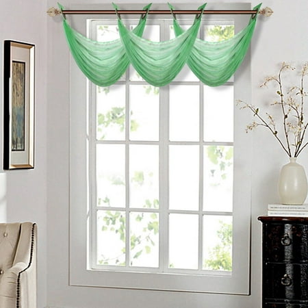 K36 LIME GREEN 1-PC Solid Voile Sheer WATERFALL Valance Window Treatment With 2 Grommets On Top 55