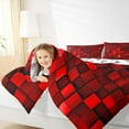thumbnail image 4 of Manfei Modern Geometric Grid Queen Comforter Set,3D Plaid Pattern Bedding Sets,Red Black Bedding Comforter Set For Boys Kids,Microfiber Bedroom Decor Reversible,3-Piece, 4 of 8