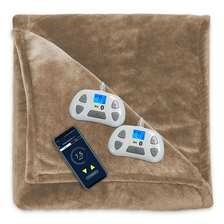 Serta King Taupe Heated Blanket Perfect Sleeper Bluetooth Wireless King Heated Blanket Taupe