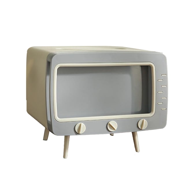 Caja de pañuelos con forma de TV, multifuncional, moderna y bonita, para servilletas, decoración de escritorio para habitación, baño, cocina y comedor, color blanco