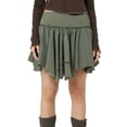 thumbnail image 1 of Liacowi Women Irregular Pleated Skirt Solid Color Elastic Summer A-line Skirt for Beaches Club Streetwear, 1 of 8