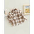 thumbnail image 3 of Toddlers Little Boys Girls Mixed Color Plaid Shacket Jacket Lapel Long Sleeve Single-breasted Outerwear Coat with Pockets, 3 of 7
