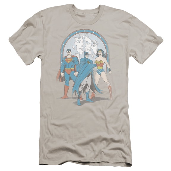 DC Comics Trinity Premium Canvas Adult Slim Fit 30/1 T-Shirt Silver