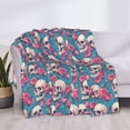 thumbnail image 3 of Goofa happy Skull rose Pattern Fleece Throw Blanket for Couch, Soft Checkered Flannel Blanket for Sofa, Warm Cozy Decorative Blanket Fall Decor Gift-60"x50", 3 of 6