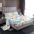thumbnail image 2 of Cute Floral Dolphin Queen Bed&nbsp;Sheets Set,Sea Ocean Animal Dolphin Bedding Set for Kids Girls Boys,Colorful Flower Leaf Plant Sheets Coastal Nautical Fitted Sheet Set 4Pcs, 2 of 6