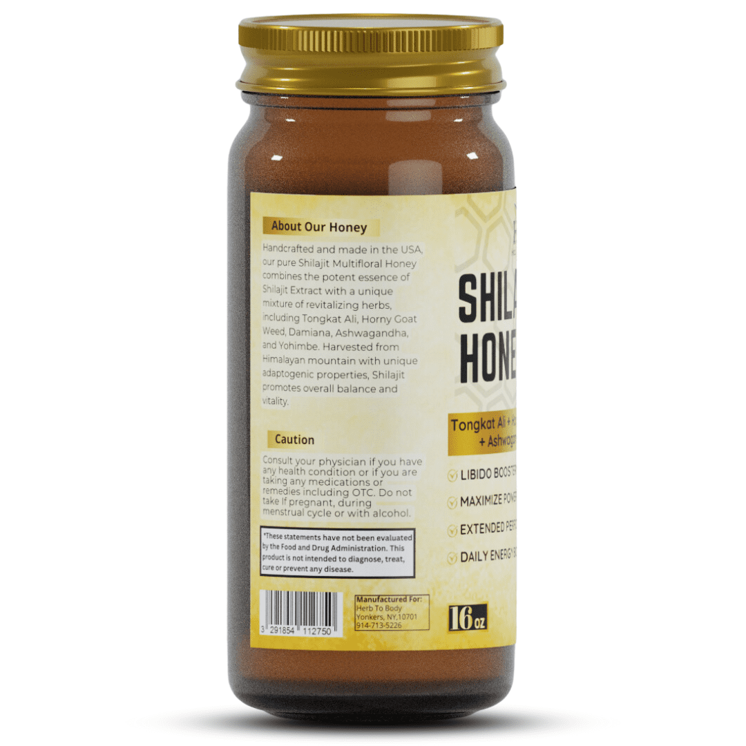 Herb To Body Shilajit Honey | Multifloral Honey | Wildcrafted | 16oz