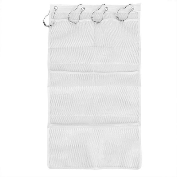 Torubia 6-Pocket Bathroom Save Space Tub With 4 Rings Shower Hanging Mesh Organizer Caddy Storage Bag Quick Dry Hanging Caddy And Bath Organize(1Pcs)