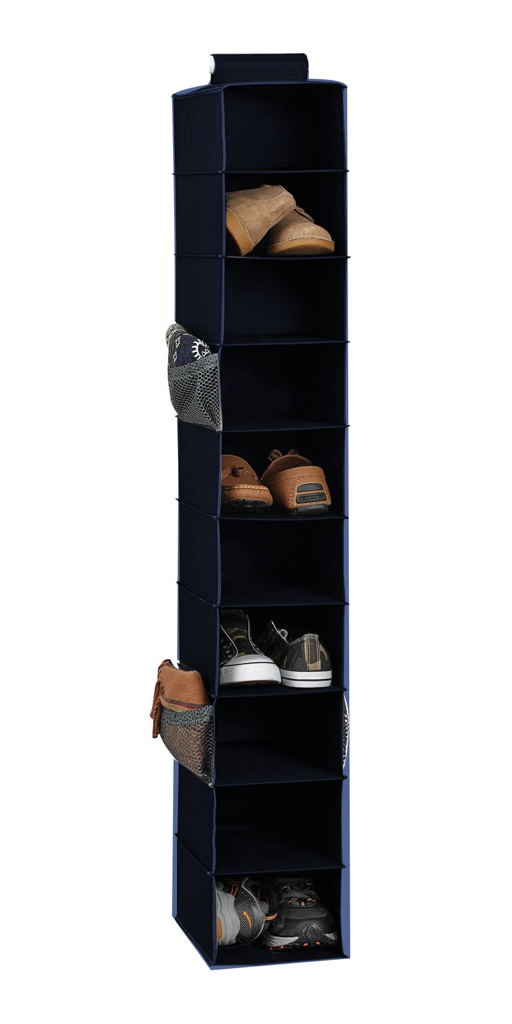 hanging shoe holder on 10 Shelf Hanging Shoe Organizer Shoe Holder For Closet Navy Blue Walmart Com Walmart Com