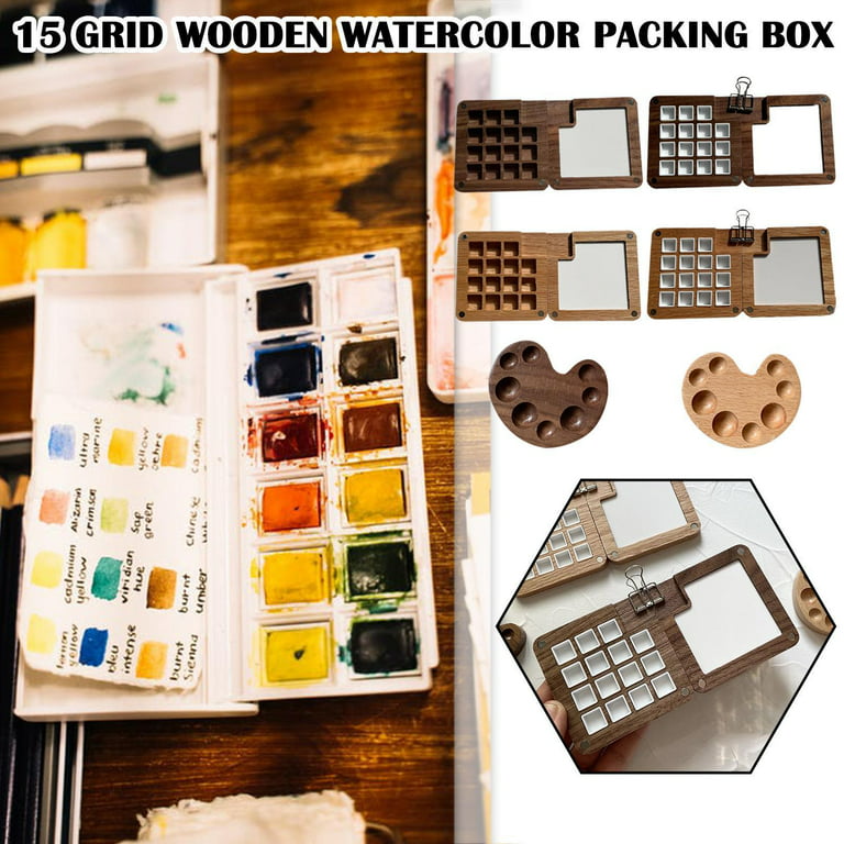 Portable Sketchbook Palette Watercolor Paint Palette Wooden Colour Palette  Box Painting Pallet Box Travel Paint Tray Box Paint Case Tray for Water  Color, Gouache, Acrylic Paint Gift for Painters N2Q6 