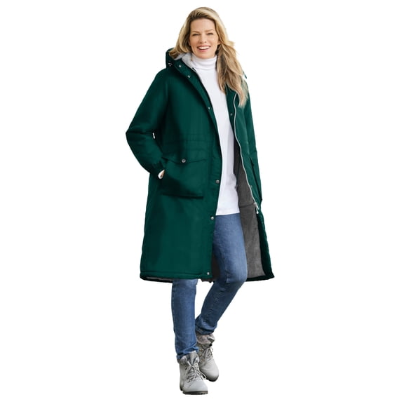 Woman Within Plus Size Longer Length Microfiber Parka