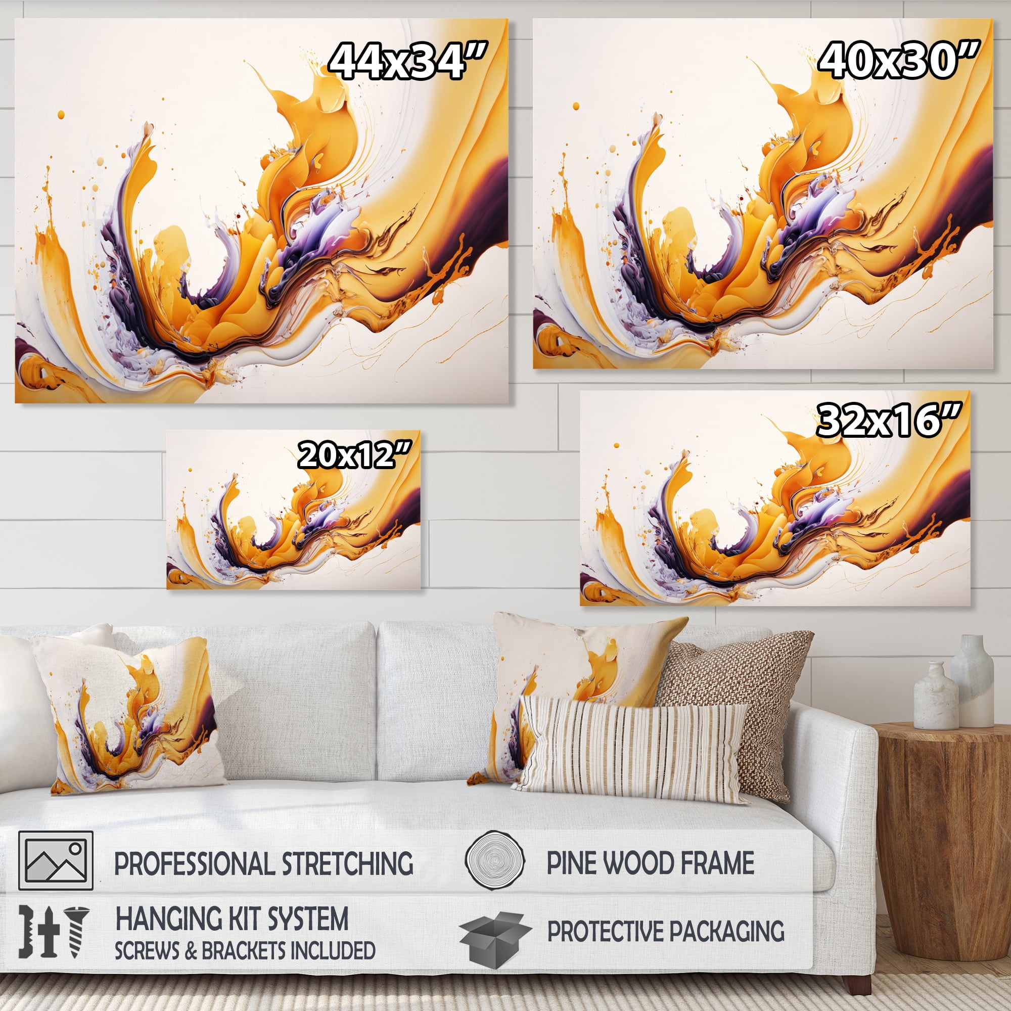 Designart White And Gold Fusion I Canvas Wall Art