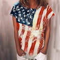thumbnail image 2 of USSUMA Star Stripes Print T-Shirts for Women Trendy Short Sleeve Cute Basic 4th July Patriotic Dressy Blouse Casual Tops Summer Crewneck Women's Tunics Plus Size Shirt 2022, 2 of 5
