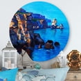 thumbnail image 2 of Designart 'The Ocean By Cliffs In The Evening Glow' Nautical & Coastal Circle Metal Wall Art 23x23 - Disc of 23, 2 of 5