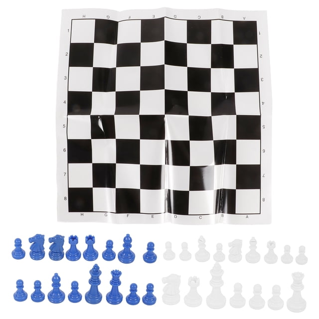 Juego de ajedrez Juego de ajedrez estándar internacional con tablero de ajedrez para acampar y viajar al aire libre (azul blanco)