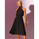 thumbnail image 2 of Vestido largo de cóctel sin mangas con cuello halter y lazo en la espalda para mujer Negro XL, 2 of 6
