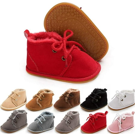 

QWZNDZGR Baby Booties Newborn Infant Unisex Baby Girls Boys Velvet Rubber Anit-Slip Sole Shoes Toddler Fleece Cozy Winter Warm Prewalker Boots