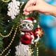 thumbnail image 2 of Adorno navideño de gato de acrílico con colgante de gorro de Papá Noel, bonito adorno de bola de gato de dibujos animados, decoración colgante para árbol de Navidad de gatito plano en 2D, 2 of 5