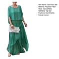 thumbnail image 6 of Joernso Women's Casual Two Piece Chiffon Set Plus Size Mother of Bride Dressy Suit Crew Neck Top Wide Leg Pant Flowy Wedding Guest Outfit, 6 of 6