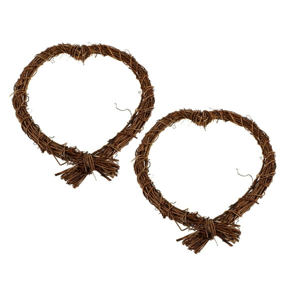 FRCOLOR 2pcs Heart Shaped Wreath Frame 15cm Rattan Grapevine Wreath Form Garland Decoration for DIY Craft Holiday Wedding