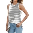 thumbnail image 4 of XuJwPNcy Women's Tank Tops Sleeveless Side Slit Crew Neck Tunic Tops Summer Casual Loose Striped T-Shirts, 4 of 5
