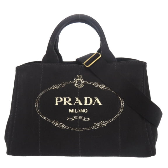 Pre-Owned Prada Canapa canvas black 2-way tote bag, shoulder and... (Good)