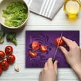 thumbnail image 4 of Purple Cutting Board, Spiral Floral Branch Leaves on the Vertical Border Retro Style Abstract Design, Decorative Tempered Glass Cutting and Serving Board, Small Size, Purple Plum, by Ambesonne, 4 of 5