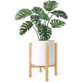thumbnail image 1 of FFIY Plant Stand Mid Century Wood Flower Pot Holder (Plant Pot NOT Included) Modern Potted Stand Indoor Display Rack Rustic Decor, Up to 10 Inch Planter, Brown, 1 of 7