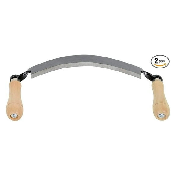 Draw Shave Knife 10 Inch Curved Blade - Woodworking Tool for Debarking, Furniture Making, Log Processing - TMB-10DC Steel Blade with Wood Handles