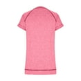 thumbnail image 5 of Qiaocaity Summer Shirts for Women Solid Color Short Sleeve Casual Round Neck Side Split Fashion T Shirt Short Sleeve Round Neck Top Pink S, 5 of 5