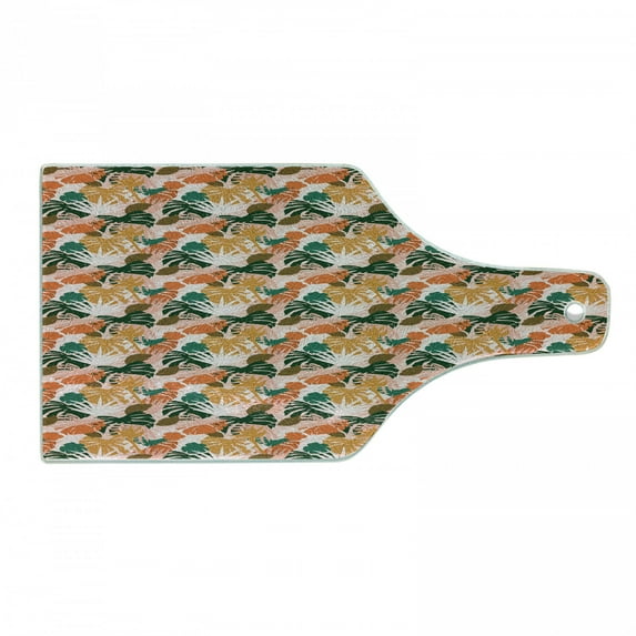 Hawaiian Cutting Board, Colorful Silhouette Tropical Pattern with Exotic Forest Springtime Aloha, Decorative Tempered Glass Cutting and Serving Board, in 3 Sizes, by Ambesonne