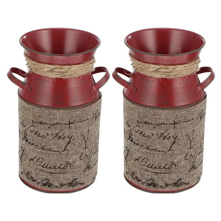 

2PCS Vintage Flower Storage Bucket Unique Iron Art Planting Container Flower Pot