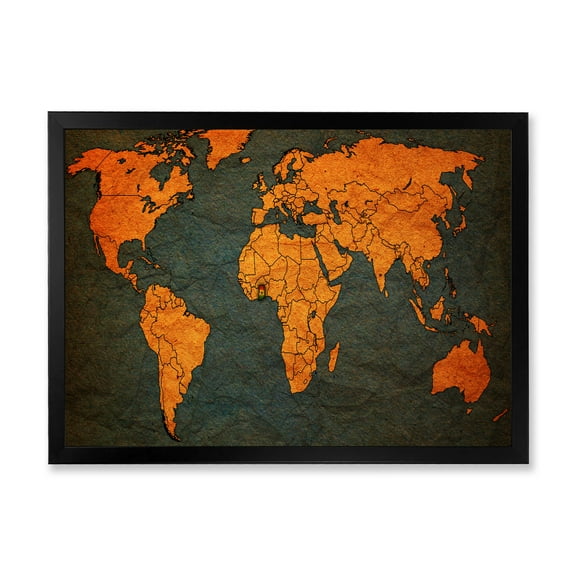 Designart 'Ancient World Map of Africa' Vintage Framed Art Print