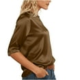 thumbnail image 6 of Women's Tops Tees & Blouses Summer Plus Size Crew Neck 3/4 Sleeve Solid Color Women's Casual Spring Summer Loose Pullover Tops, 6 of 10