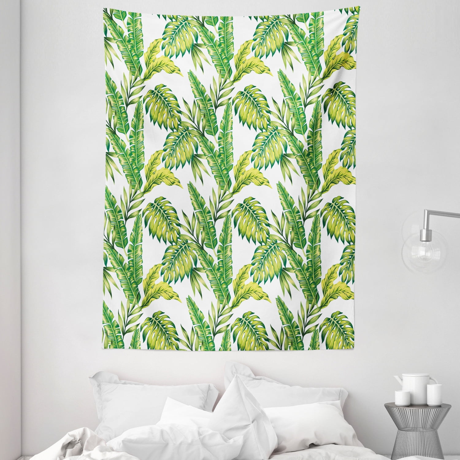 Jungle Tapestry, Bamboo Palm Plants Jungle Colored Exotic Leaf Foliage ...