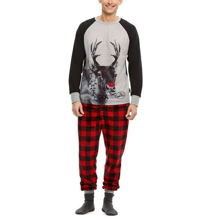 

BrilliantMe Family Matching Christmas Pajamas Sets Deer Print Adult Women Men Kids 2Pcs Parent-child Sleepwear Outfits