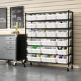 thumbnail image 4 of Seville Classics Extra-Wide 7-Tier NSF 21-Bin Rack, 48" W x 14.25" D x 56" H, Semi-Translucent Frosted White, 4 of 5