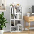 thumbnail image 4 of 48" Geometric Bookshelf Open-back Bookcase with 8 Cubes 2 Anti-Toppling Devices White, 4 of 8