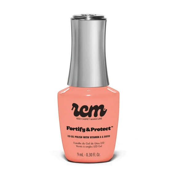 Red Carpet Manicure Fortify & Protect Neon Coral Crème Gel Polish for Strong, Healthy Nails - Infused with Vitamin A & Biotin - (Sunset Cruising) Led Nail Gel Color, 0.3 Fl Oz