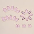 thumbnail image 3 of 24Pcs Almond Press on Nails Short, French Tip Fake Nails Glossy Pink Glitter False Nails with Glue Stickers, Oval Acrylic Full Cover Glue on Nails for, 3 of 5