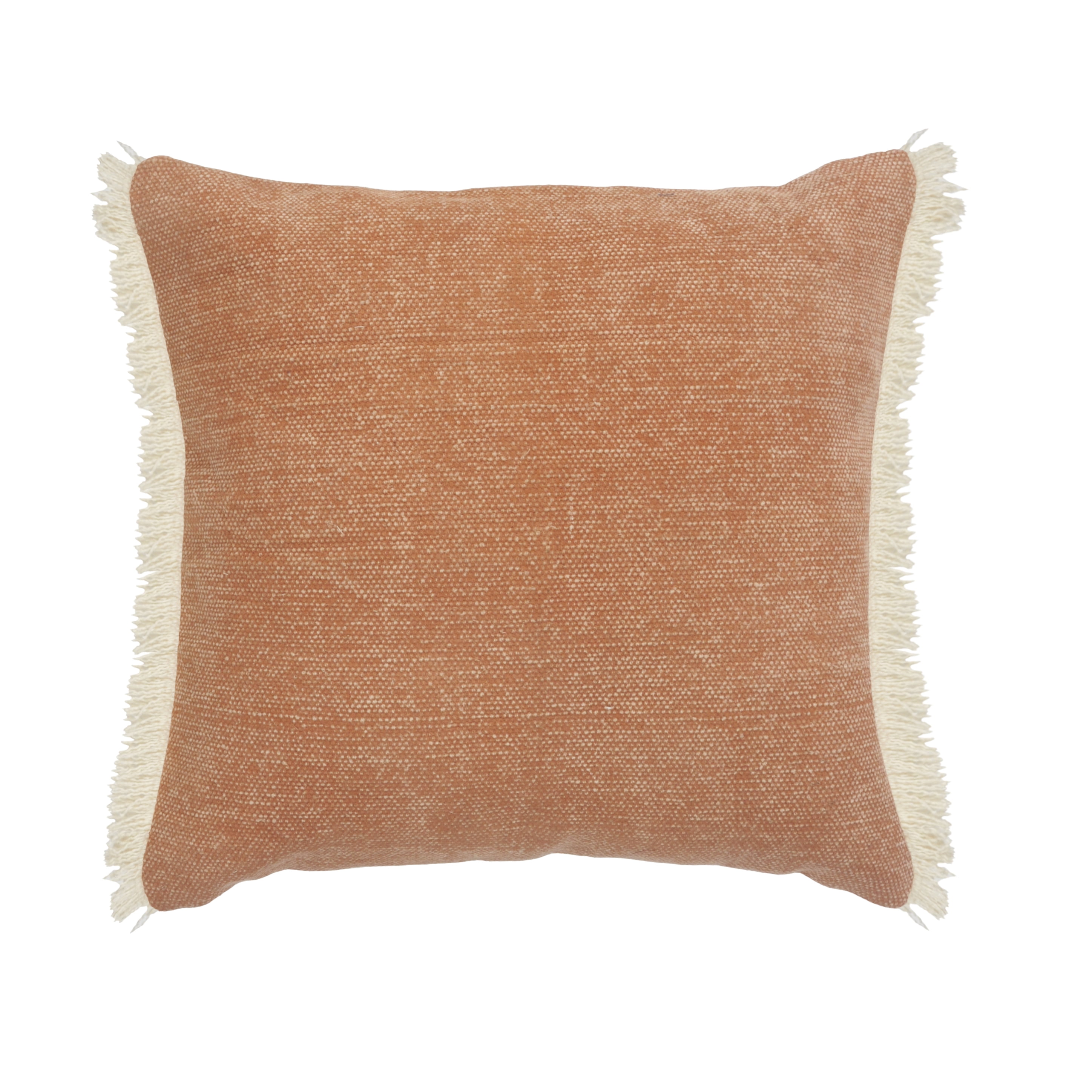 Ox Bay Bennett 20" x 20" Brown Solid Fringed Cotton Adult Decorative Throw Pillow Cover