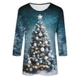 thumbnail image 5 of Fewfanhot Womens Tops Casual Christmas Shirts for Women Funny Graphic Crewneck 3/4 Sleeve Holiday Casual Dressy Blouses, 5 of 5