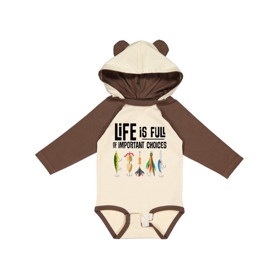 Inktastic Fishing Life is Full of Important Choices Boys or Girls Long Sleeve Baby Bodysuit